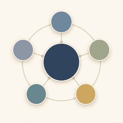 Hub and spoke curriculum diagram showing interconnected subject areas